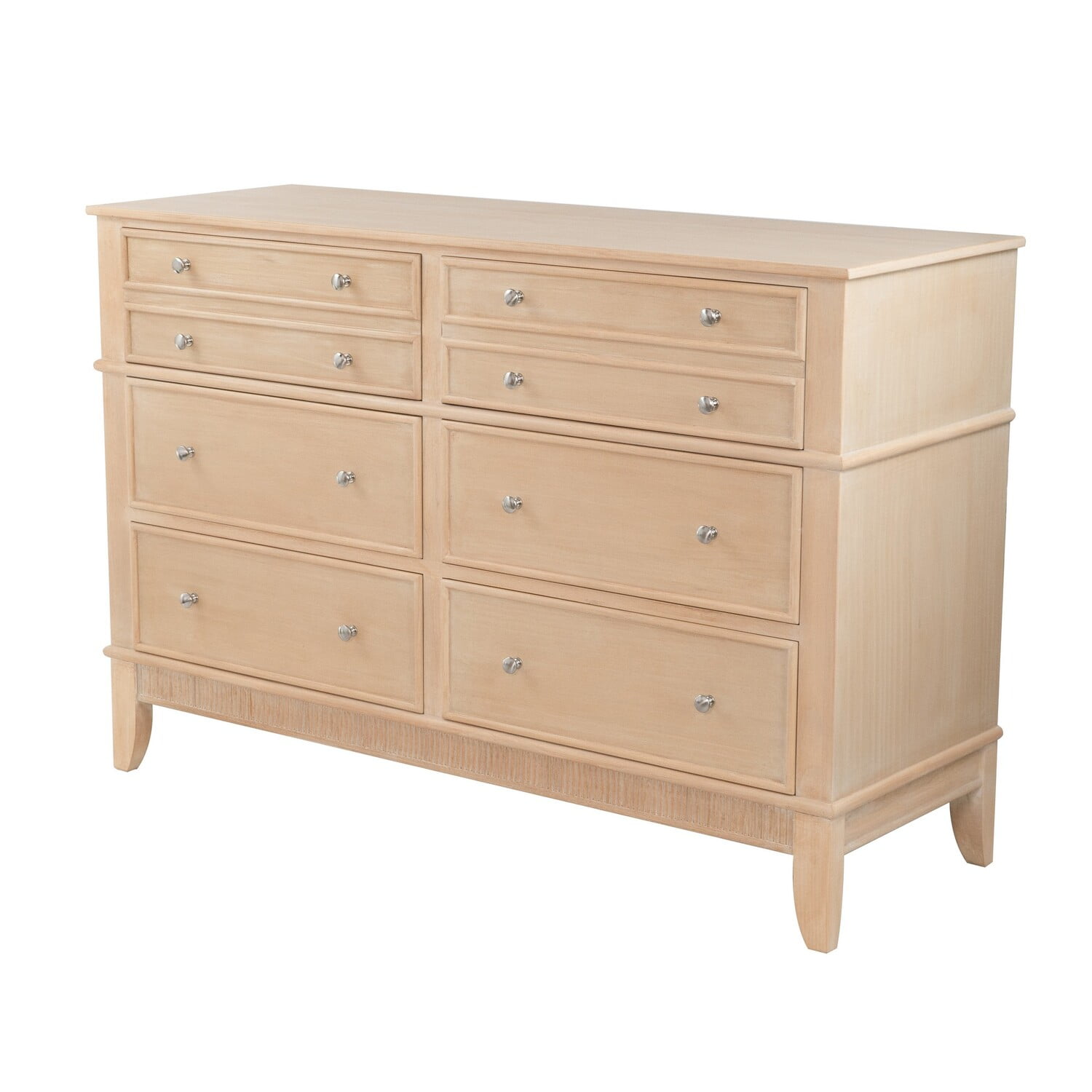 52 Inch Modern Dresser Chest 6 Drawers Metal Knobs Natural Brown