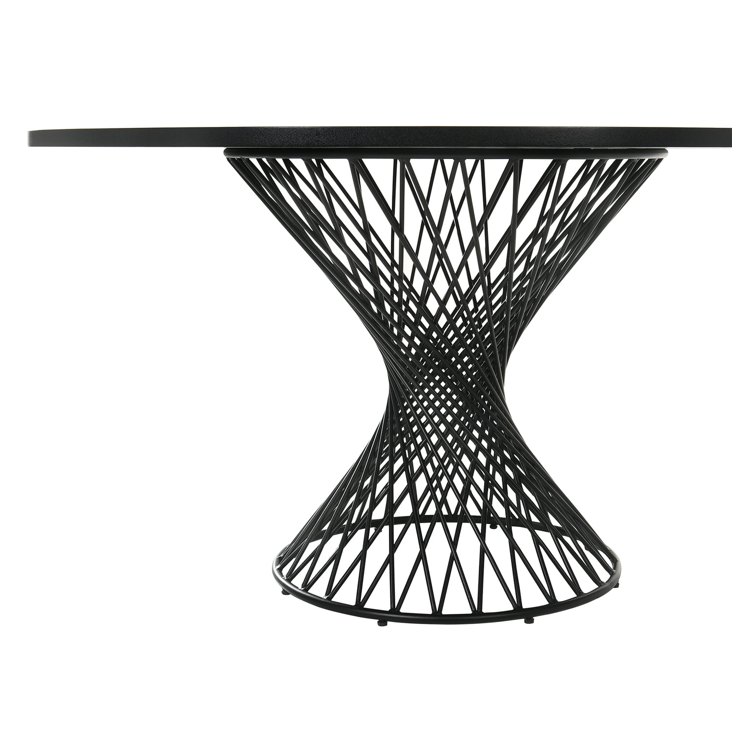 54 Inch Round Wooden Dining Table with Intricate Metal Base Black ...