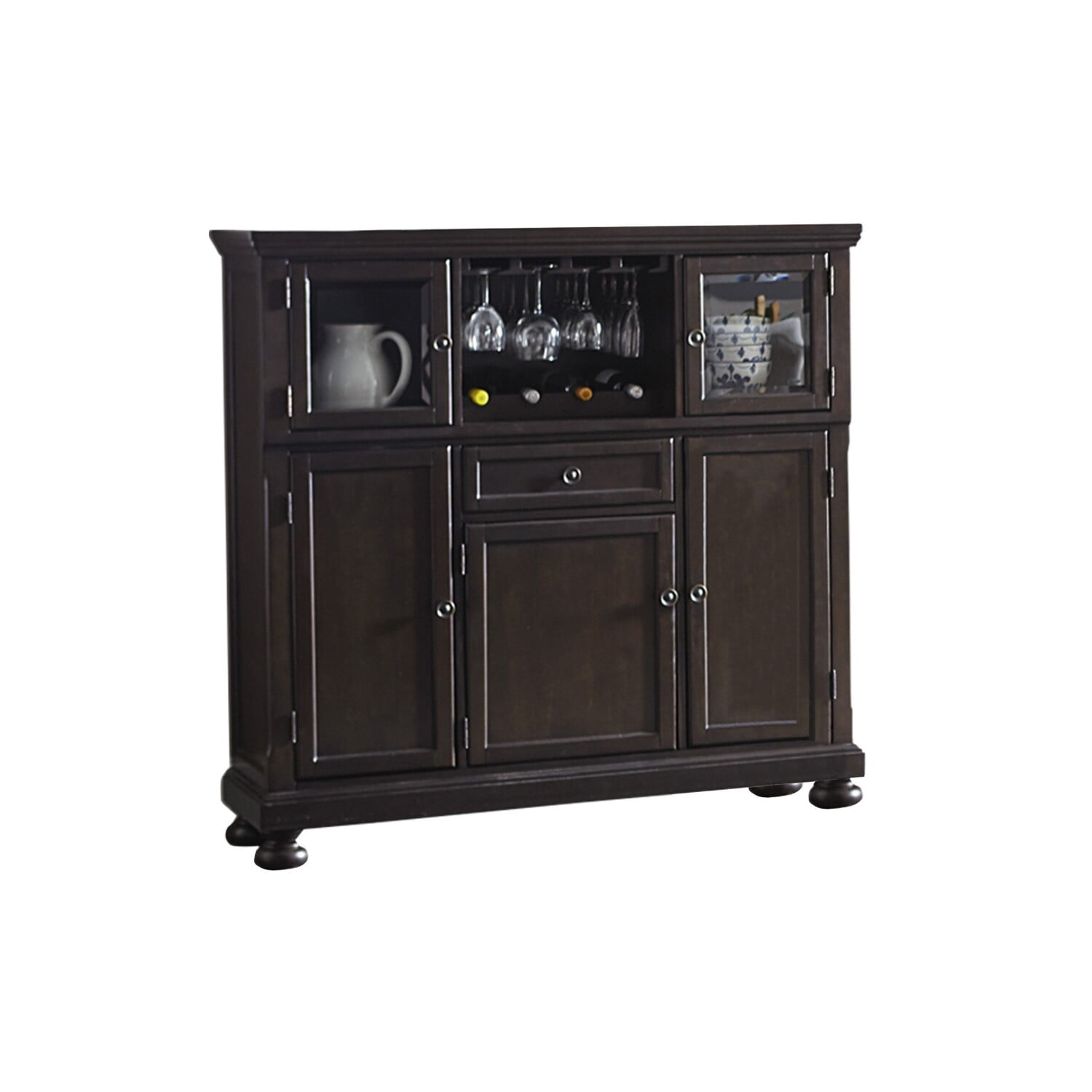 Cappi 54" Grayish Brown Birch Veneer Curio Bar Cabinet