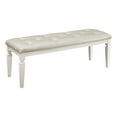 thumbnail image 1 of Lura 54 Inch Accent Bench- Button Tufted Foam Faux Leather- White Wood, 1 of 6
