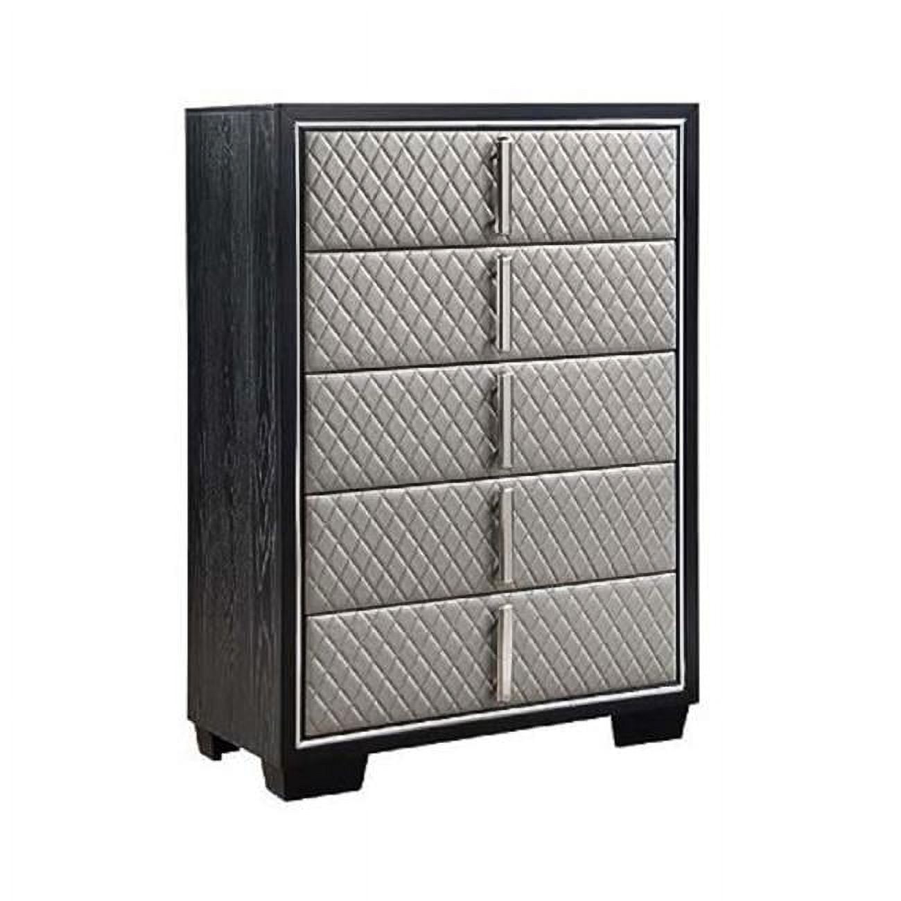 Benjara 54 x 18 x 38 in. Fiz 5 Drawers Tall Dresser Chest with Quilted