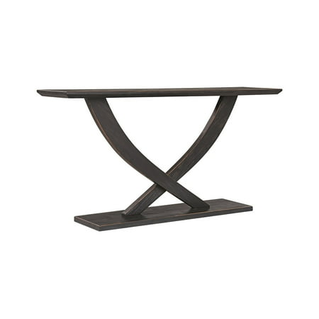 Benjara Rase 57" Console Table- Cross Leg Design- Pedestal Base- Black Wood