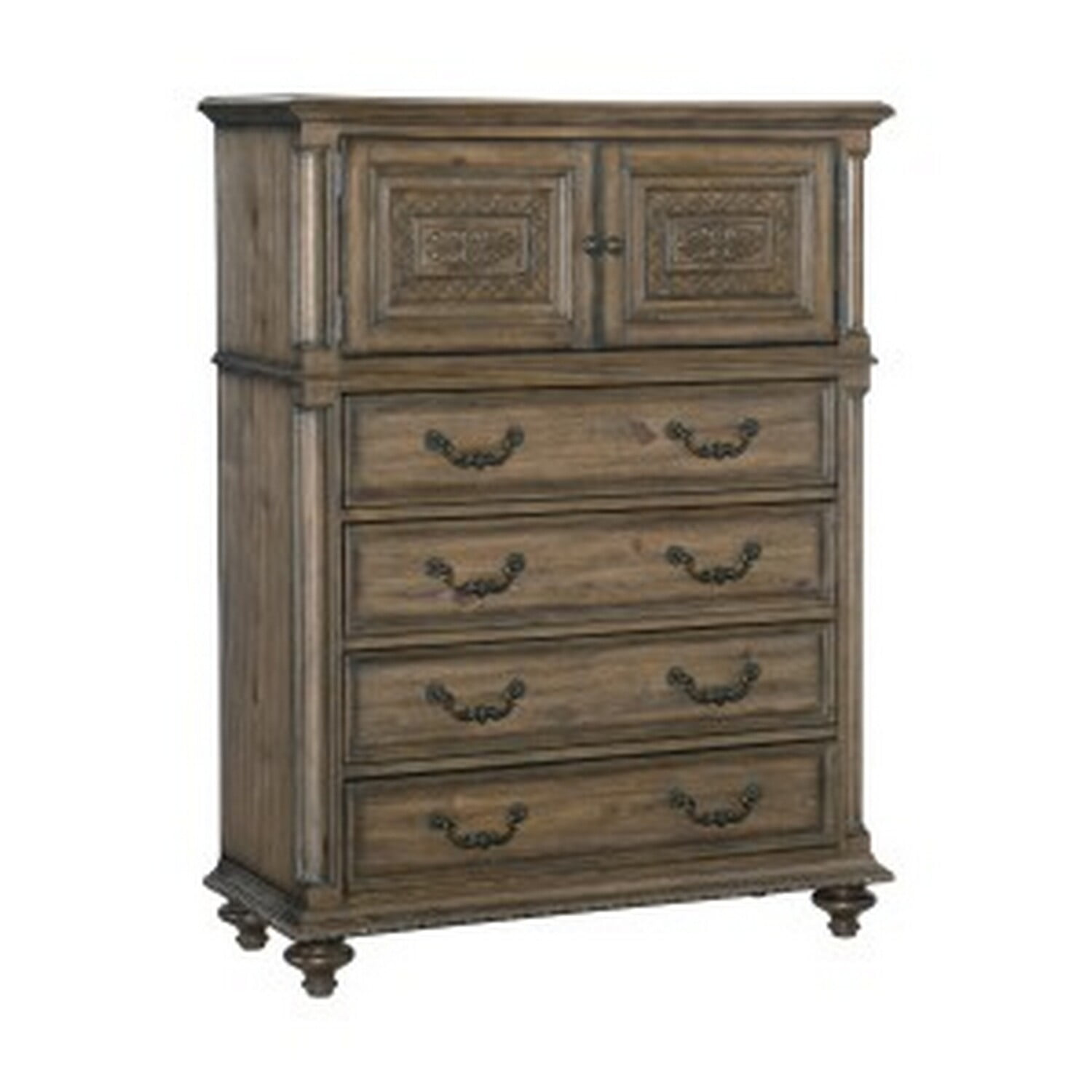 Benjara Danya 58 Inch Tall Dresser Chest, 4 Drawers, Cabinet, Weathered ...