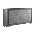 thumbnail image 1 of Benjara Reno 58 Inch Dresser, 6 Drawers, Chrome Handles, Chrome Bracket Legs, Gray, 1 of 9