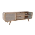thumbnail image 1 of Benjara 59" TV Entertainment Console- Sliding Doors- Teak Wood- Rattan- Brown, 1 of 6