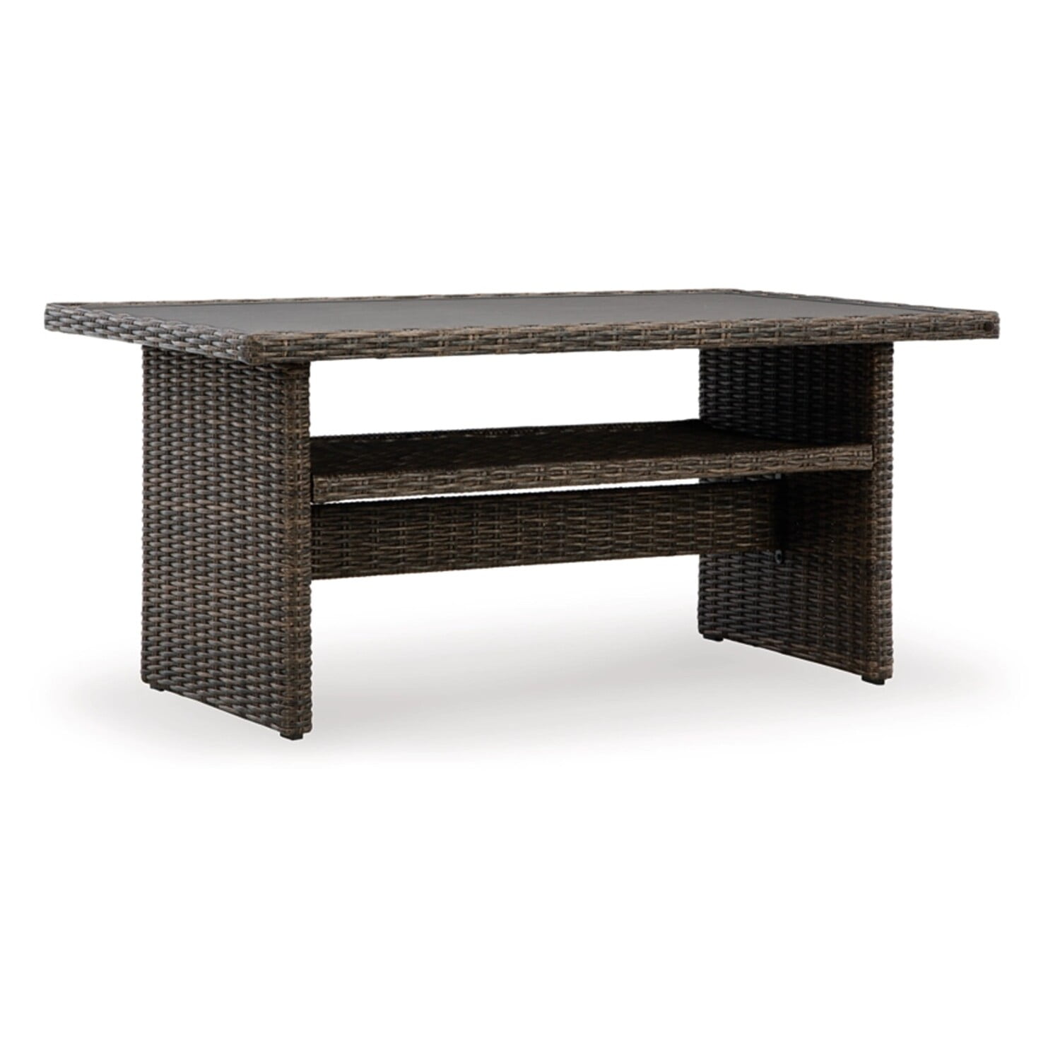 Benjara Soha 59 Inch Outdoor Multi Use Dining Table, Resin Wicker with ...