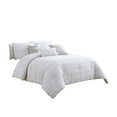 thumbnail image 1 of Benjara 6 Piece Queen Cotton Comforter Set with Frayed Edges, White and Gray, 1 of 6