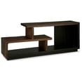 thumbnail image 1 of 60 Inch Accent Cabinet, Geometric Shape, 2 Open Shelves, Wood, Brown, Black, 1 of 5