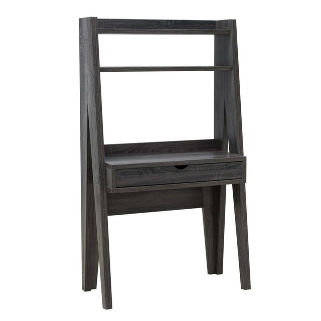 Benjara 60 Inch Modern Console Sideboard Desk, 2 Shelves, Wood, Distressed Grey