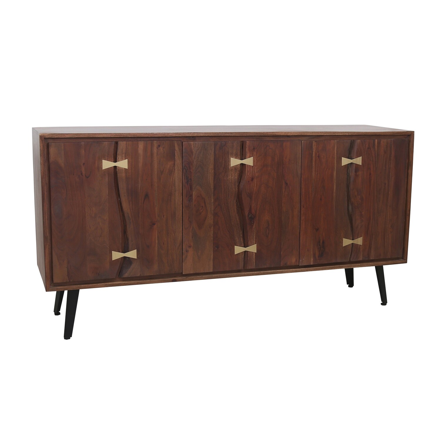 Benjara 63 Inch Sideboard Buffet Console, 3 Cabinets, Gold Finished ...