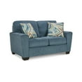 thumbnail image 1 of Benjara Caten 63 Inch Loveseat, Transitional Polyester, 2 Pillows, Muted Blue-Color:Muted BlueMaterial, 1 of 5