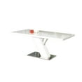 thumbnail image 1 of Benjara 63 Inch Dining Table, Modern White Lacquered Rectangular Top, Steel Base, 1 of 6