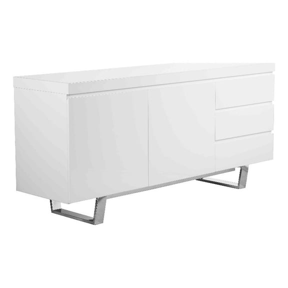 Taho 63 Inch Sideboard Buffet Server Cabinet, 1 Double Door Cabinet, White