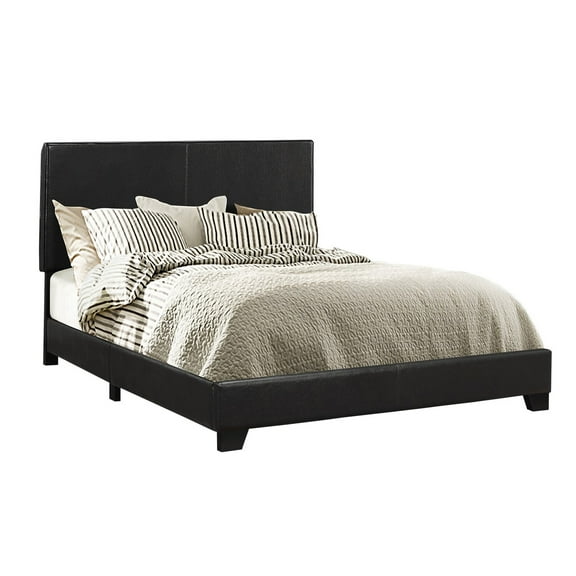 Benjara 64.25" Transitional Leather Upholstered Queen Platform Bed in Black