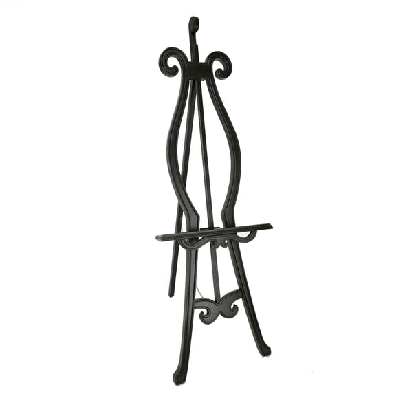 Benjara 65 in. Lui Carved Details Hand Painted Classic Wood Easel Stand - Black