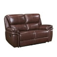 thumbnail image 1 of Benjara Jack 66 Inch Manual Recliner Loveseat, Plush Brown Top Grain Leather, Wood-Color:BrownMaterial, 1 of 6