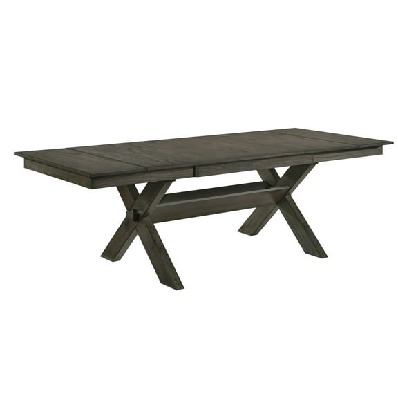Benjara 67-95 Inch Extendable Dining Table, Crossed Trestle Base, Rustic Brown