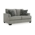thumbnail image 1 of BenJara Angel 67 Inch Loveseat with 2 Accent Pillows, Soft Dark Gray Polyester-Color:Dark GrayMaterial, 1 of 6