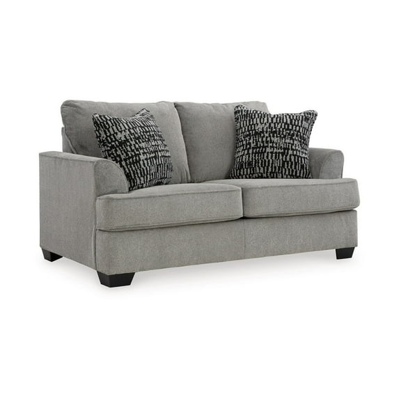 BenJara Angel 67 Inch Loveseat with 2 Accent Pillows, Soft Dark Gray Polyester-Color:Dark GrayMaterial