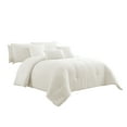 thumbnail image 1 of 7 Piece Cotton Queen Comforter Set with Fringe Details, White- Saltoro Sherpi, 1 of 5