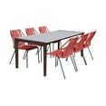 thumbnail image 1 of Benjara 7 Piece Dining Set with Super Stone Top and Fishbone Weaving, Red, 1 of 3