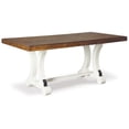 thumbnail image 1 of Benjara 70-86 Inch Extendable Dining Table with Trestle Base, 2 Tone, Brown, White, 1 of 6