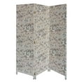 thumbnail image 1 of 71 Inch 3 Panel Fabric Room Divider with Floral Print, Gray- Saltoro Sherpi, 1 of 5