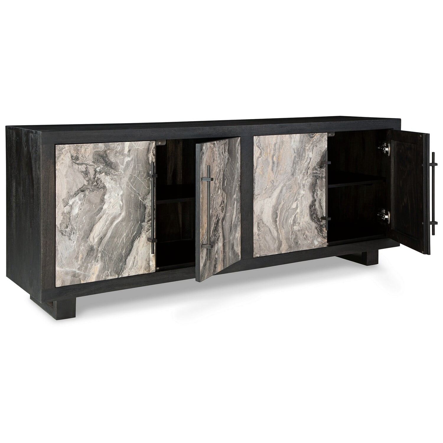 Benjara 71 Inch Sideboard Cabinet Console, Faux Marble Door, Black ...