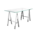 thumbnail image 1 of Benjara Ayd 71 Inch Office Desk, Clear Tempered Glass Top, Angled Chrome Steel Base, 1 of 5