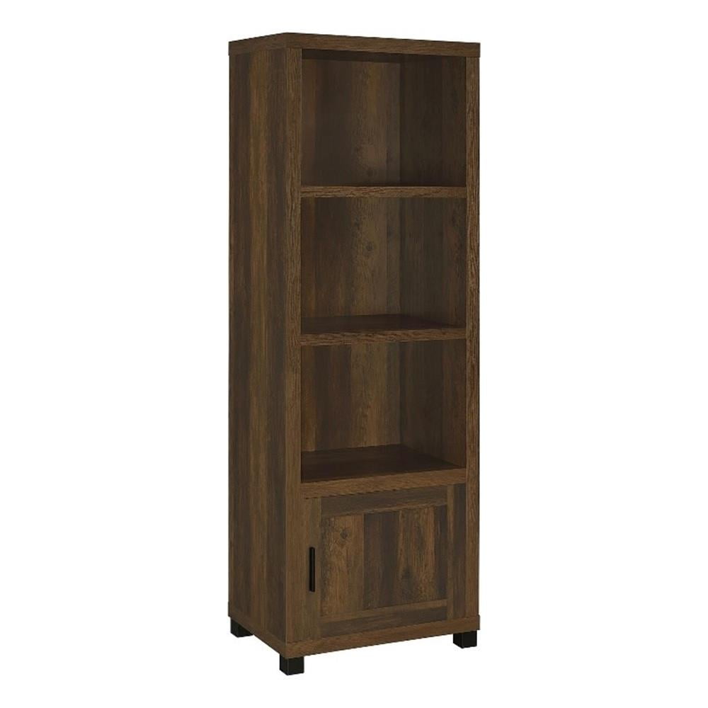 Sac 71 Inch Media Pier Tower with 3 Shelves and Cabinet- Dark Pine Wood