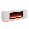 thumbnail image 1 of Stan 71 Inch TV Console with Fireplace- Speaker- LED- Cabinets- White Wood, 1 of 6