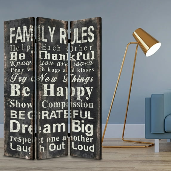 72 Inch Inspirational Quote Room Divider, Black and White - Saltoro Sherpi