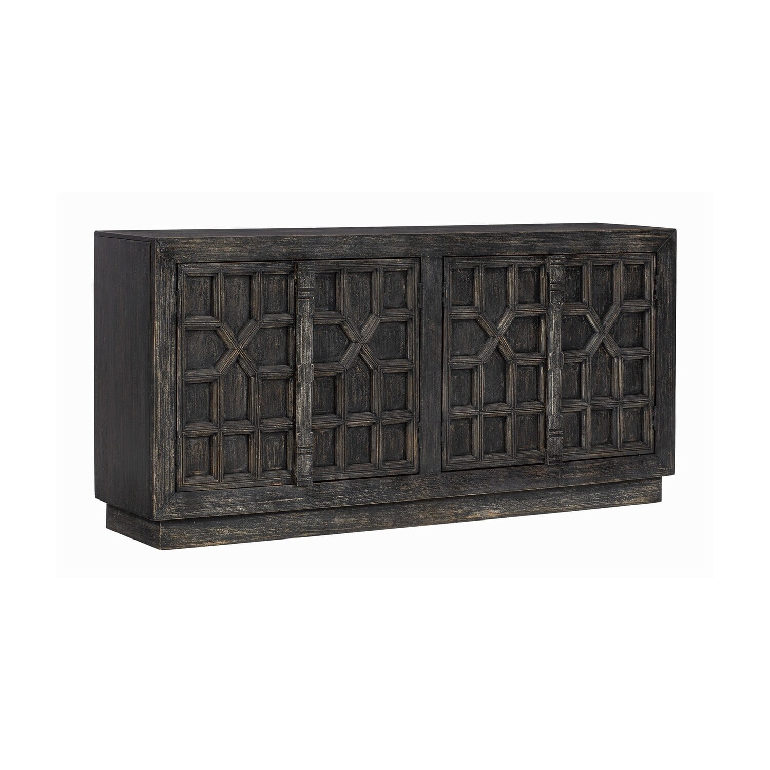 Benjara Solid Wooden 72 Inch 4 Door Sideboard Buffet Console Cabinet ...