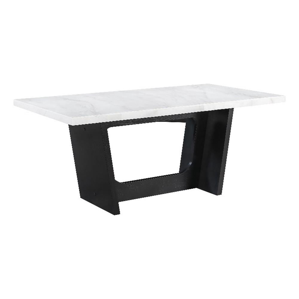 Shoy 72 Inch Dining Table-Rectangular White Marble Top-Trestle-Brown ...