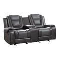 thumbnail image 1 of Istro 76 Inch Manual Recliner Loveseat- Cupholder Console Gray Faux Leather, 1 of 7