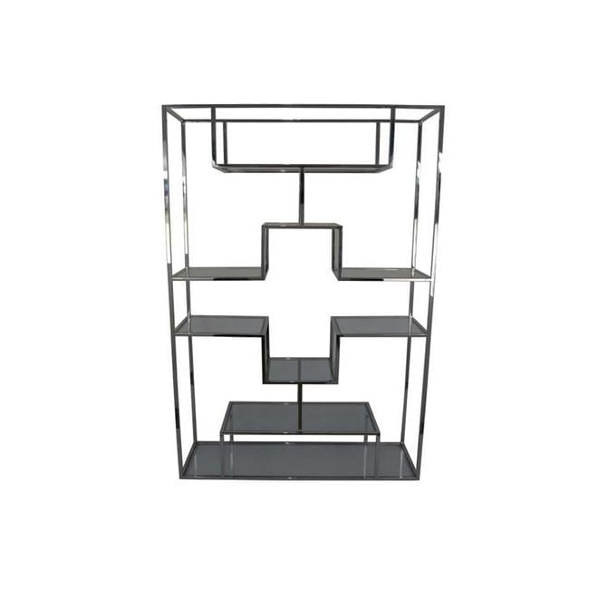 Adena Tall Silver Metal Plant Stand with Geometric Shelves