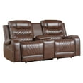 thumbnail image 1 of Paul 78 Inch Power Recliner Loveseat, Cupholder Console, Brown Faux Leather, 1 of 8