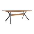 thumbnail image 1 of Benjara 79 Inch Rectangular Wooden Dining Table with Trestle Base, Brown, 1 of 5