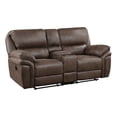 thumbnail image 1 of Tony 80 Inch Dual Manual Recliner Loveseat- Cupholders- Brown Microfiber, 1 of 6