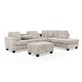 thumbnail image 1 of Benjara Ega 81 Inch Sectional Sofa, Chaise, Ottoman, Bluetooth Speakers, Beige, 1 of 6