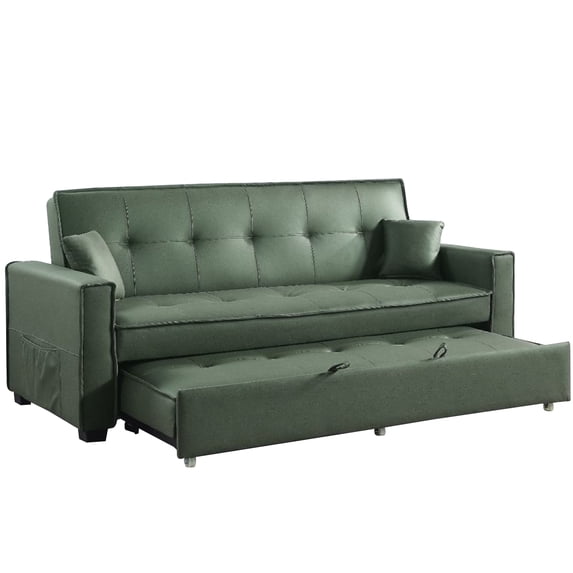82 " Adjustable Sofa Pull Out Trundle Tufted Dark Green