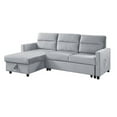 thumbnail image 1 of Benjara 82 Inch Sleeper Sectional Sofa with Left Storage Chaise, Light Gray Velvet, 1 of 5
