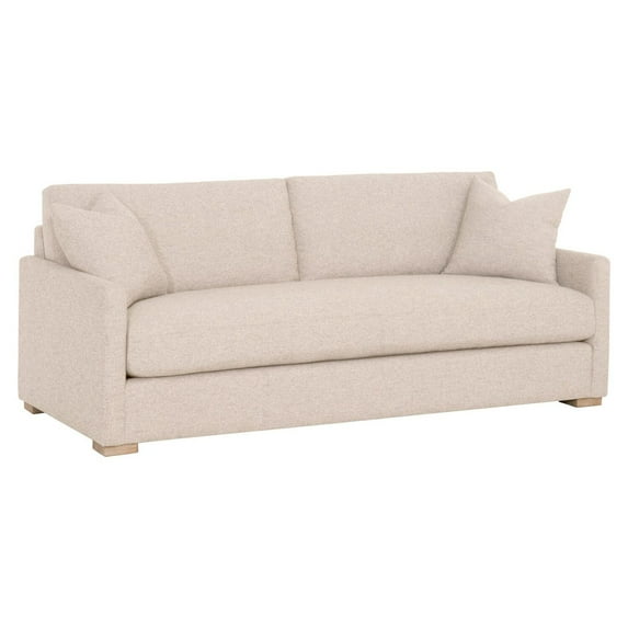 Benjara 86 Inch Fabric Upholstered Sofa with Track Armrests, Cream