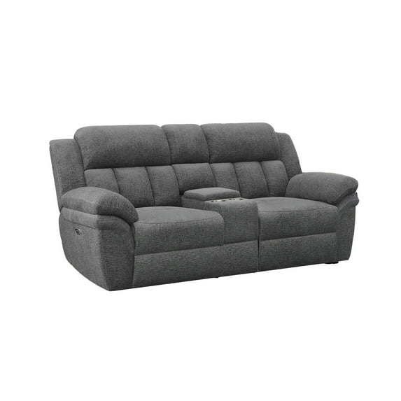 Benjara Diko 86 Inch Power Recliner Loveseat, Cupholders, Storage Console, Gray-Color:GrayMaterial