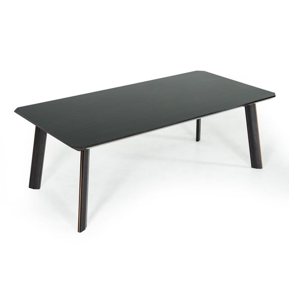 Chad 87 Inch Dining Table- Rectangular- Rose Gold Steel Edge- Black Wood