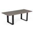 thumbnail image 1 of 87 Inch Dining Table, Rectangular Top, Open Metal Panel, Gray Oak, Black, 1 of 6