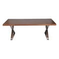 thumbnail image 1 of Benjara Rix 87" Dining Table- X Chrome Legs- Walnut Brown Rectangular Wood Top, 1 of 6