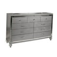 thumbnail image 1 of Benjara 9 Drawer Wooden Dresser with Embossed Texture and Mirror Accents, Silver-Color:Silver, 1 of 3