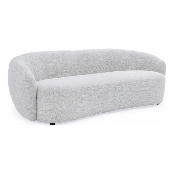 Benjara 90" Sofa- Contemporary Curved Round Back- Plush Off White- Black Feet