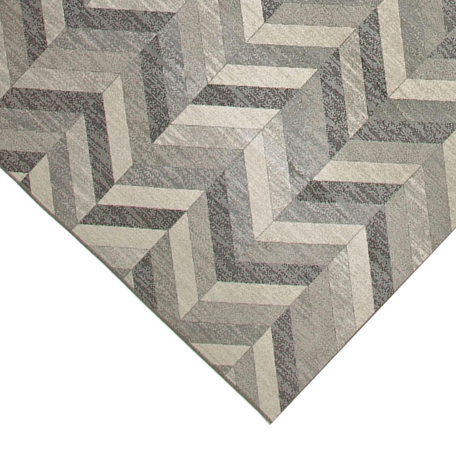 90 X 63 Inch Fabric Rug with Herringbone Pattern and Jute Backing, Gray ...